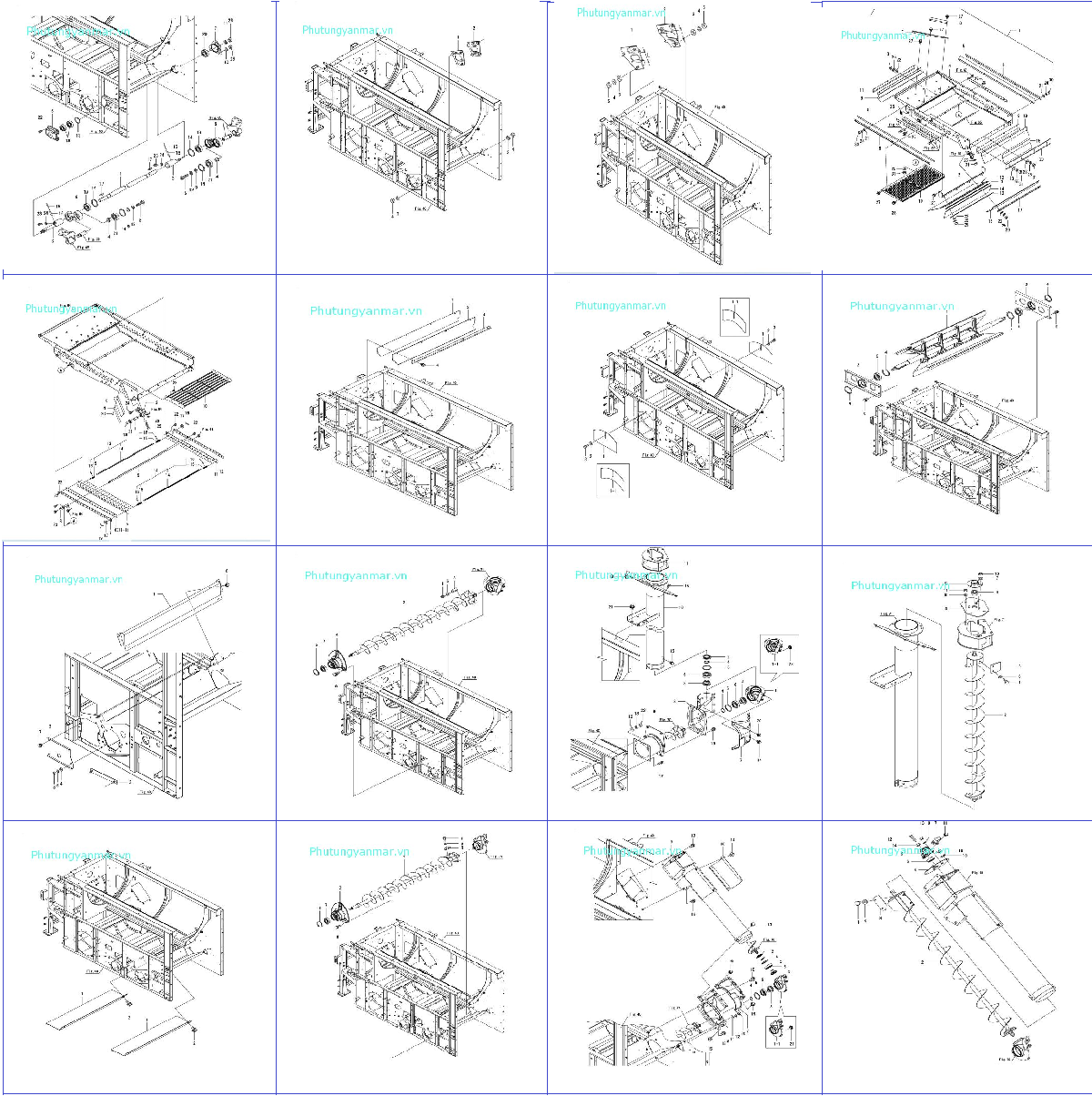 Quạt sàng gằn khoan xoắn bộ phận đập